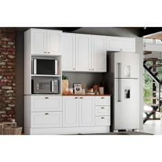 Imagem de Cozinha Completa Americana (2 Aéreos, 1 Balcão, 1 Paneleiro, 1 Complemento) 5 Peças Branco - Henn