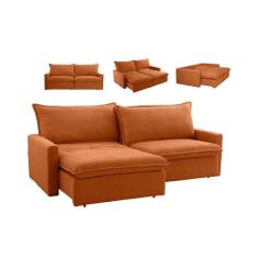 Imagem de Sofá Cama Califórnia Retrátil Espuma D28 Tecido Suede Zarat Terracota