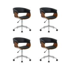 Imagem de Kit 4 Cadeiras Escritório Diretor Giratória Regulável Preto