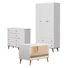 Imagem de Quarto de Bebê Fernanda 3 Portas com Berço Americano Ligia Branco Bétula - Carolina Móveis
