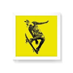 Imagem de Arte Maníacos Quadro Decorativo Raposa Skate - 30x30cm (Moldura em laca )