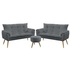 Imagem de Kit 2 Poltronas Namoradeiras Beta e Puff Solar Sued  Aradecor