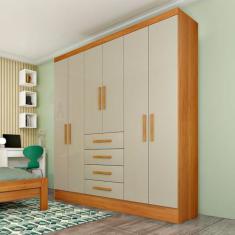 Imagem de Guarda-Roupa Solteiro Arizona 6 Portas Cinamomo/Off White - Tcil Móveis