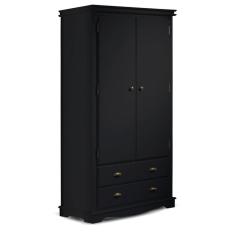 Imagem de Guarda Roupa Solteiro 2 Portas e 2 Gavetas Manchester 2054 Linz Móveis - Preto