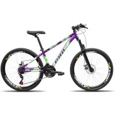 Imagem de Bicicleta aro 26 Freeride PRO X Mandrake Hiten 21 Velocidades Freio a Disco Aros Vmaxx Laranja Adesivo Azul e Amarelo
