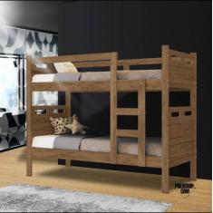 Imagem de Beliche Jaspe Solteiro Castanho - Vira Duas Camas 100% Mdf Reforçada -