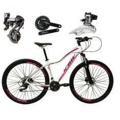 Imagem de Bicicleta Aro 29 Ksw Mwza Feminina Shimano Altus 24v Freios Hidráulicos Garfo Com Trava - Branco/pink/violeta Tam.15