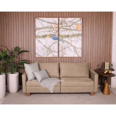 Imagem de Sofá 3 Lugares 1,40m Fixo Veludo Plaza Marrom Claro - Straub Web