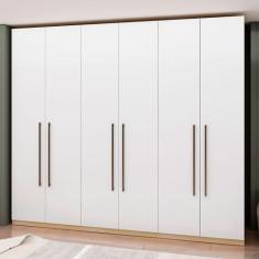 Imagem de Guarda-Roupa Casal Infinity 6 Portas 3 Gavetas Nero Savana/Branco - Ge