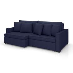 Imagem de Sofá 2 Lugares Retrátil e Reclinável Rivera Linho Bouclé Azul 175 cm