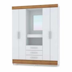 Imagem de Guarda Roupa Casal 4 Portas Capelinha Fortaleza 1006198 Branco Canela