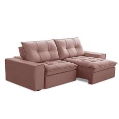 Imagem de Sofá 3 Lugares Retrátil e Reclinável Argos Veludo Rosê - Ferguile