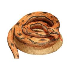 Imagem de Cobra Artificial de Pelúcia - Amarela, Laranja e Verde - Decoração de 