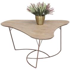 Imagem de Mesa De Centro Boomerang Madeira Amendoa Base Metal Cobre Nacc
