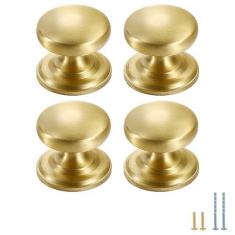 Imagem de Evionlin 4 maçanetas de armário de latão sólido de cobre puro puxadores para gaveta de armário de cozinha, puxadores de latão dourado escovado com parafusos