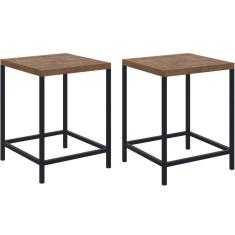 Imagem de Kit 2 Banquetas Baixas Industrial Steel Quadra Artesano 45 Cm (altura) Mdp Vermont Aço Preto Fosco