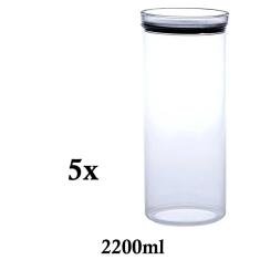 Imagem de 5 Potes Herméticos Redondo Empilháveis 2200ml para armazenamento de alimentos