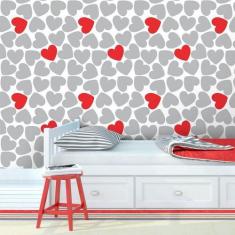 Imagem de Papel de Parede Corações Espalhados - Qcola