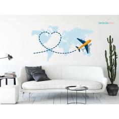 Imagem de Adesivo de parede viagens sala travel decoração avião mapa