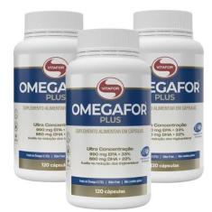 Imagem de Kit 3 Omegafor Plus Ômega 3 Rico Dha Epa  120 Caps Vitafor
