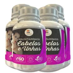 Imagem de Polivitamínico Cabelos/Unhas 500Mg 60 Cáps Kit Com 4 Potes