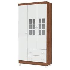 Imagem de Guarda Roupa Infantil 3 Portas Mariah Branco Acetinado Amadeirado - Carolina