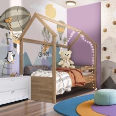 Imagem de Cama Infantojuvenil Solteiro Casinha Aveiro Oak Carrossel Jm Móveis