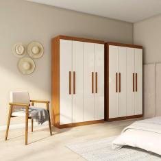 Imagem de Guarda-Roupa Solteiro Ventura 4 pt Imbuia e Off White