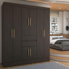 Imagem de Guarda-Roupa Solteiro Leal Slim 8 Portas 2 Gavetas ébano Touch - Panorama Móveis