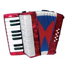 Imagem de Acordeon Sanfona Infantil Semi Profissional 8 Baixos Vermelho