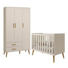 Imagem de Jogo De Quarto Infantil Isis Guarda Roupa 3 Portas E Berço Areia - Rel