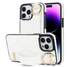 Imagem de Capa de telefone com pulseira de couro PU para iPhone 15 14 Plus 13 12 Mini 11 Pro Max X XS XR 7 8 Plus Capa de suporte, branca, para iPhone 12Pro Max