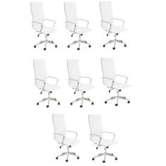 Imagem de Conjunto 8 Cadeiras de Escritório Presidente Giratória Sevilha Rivatti Branco