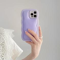 Imagem de Capa de telefone com moldura de cor doce de desenho animado fofa para iPhone 14 13 11 12 Pro Xs Max X Xr 7 8 Puls Capa de silicone macio sólido, roxo, para iphone 13 ProMax