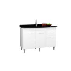 Imagem de Balcão Armário Para Pia de Cozinha 1.20m CA 3 Portas Cor Branco - SM