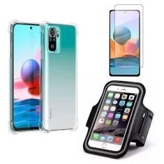 Imagem de Capinha Anti Impacto e Braçadeira Capa Porta Celular Para Corrida + Película Vidro Compatível Xiaomi Redmi Note 10
