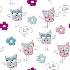 Imagem de Papel De Parede Adesivo Coruja Flores 283862153 Rolo 0,58X3M