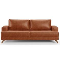 Imagem de Sofá 3 Lugares 200cm Living Pés Curvos Santi D05 Sintético Camel - Mpo