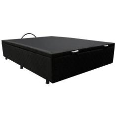 Imagem de Base Box Baú para Cama Viúva 128x188cm Liz S05 Suede Bordado Preto - M