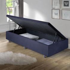 Imagem de Base Box Baú Solteiro Suede Preto 88X188x34 Cm - Cama Inhouse