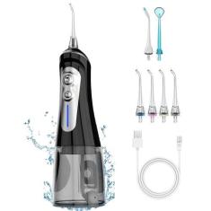 Imagem de NBGRLVS Irrigador bucal sem fio para limpeza de dentes – Irrigador oral potente com 6 modos ajustáveis, 320 ml, portátil e recarregável, palhetas de limpeza à prova d'água IPX7 para viagens em casa