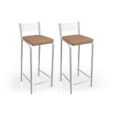 Imagem de Kit 2 Banqueta De Cozinha Gênova B705cr Un Cromada/capuccino - Kappesberg