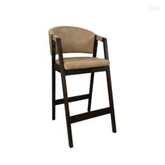 Imagem de Banqueta Alta para Balcão Ravena em Madeira Maciça Capuccino Sintético Bege CCS