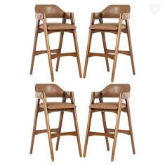 Imagem de Kit 4 Banquetas Alta para Bancada Lua Madeira Imbuia Impermeável Caram