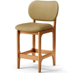 Imagem de Banqueta Baixa Bar Cozinha E Sala De Jantar Fixa Betta L02 Imbuia Couríssimo Casco Fendi - Lyam Decor