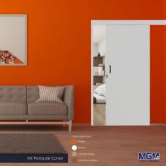 Imagem de Porta de Correr Madeira 215x70cm Sobrepor Reversível Melamínico MGM Branco