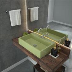 Imagem de Kit Cuba RT55 com Torneira 1198 Metal e Válvula Click 1 Polegada B e Sifão Pvc e Flexível Compace Verde Acqua