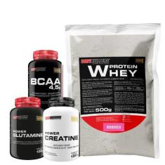 Imagem de Kit Whey Protein 500G + Power Creatina 100G + Power Glutamina 100G + B
