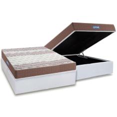 Imagem de Cama Box Baú Casal: Colchão Espuma D33 Probel / ep Guarda Costas PróIntense Double Face + Base crc Courano White(138x188)
