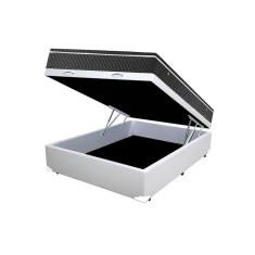 Imagem de Cama Box Baú Casal Colchão Molas Ensacadas + Box Branca 63x138x188